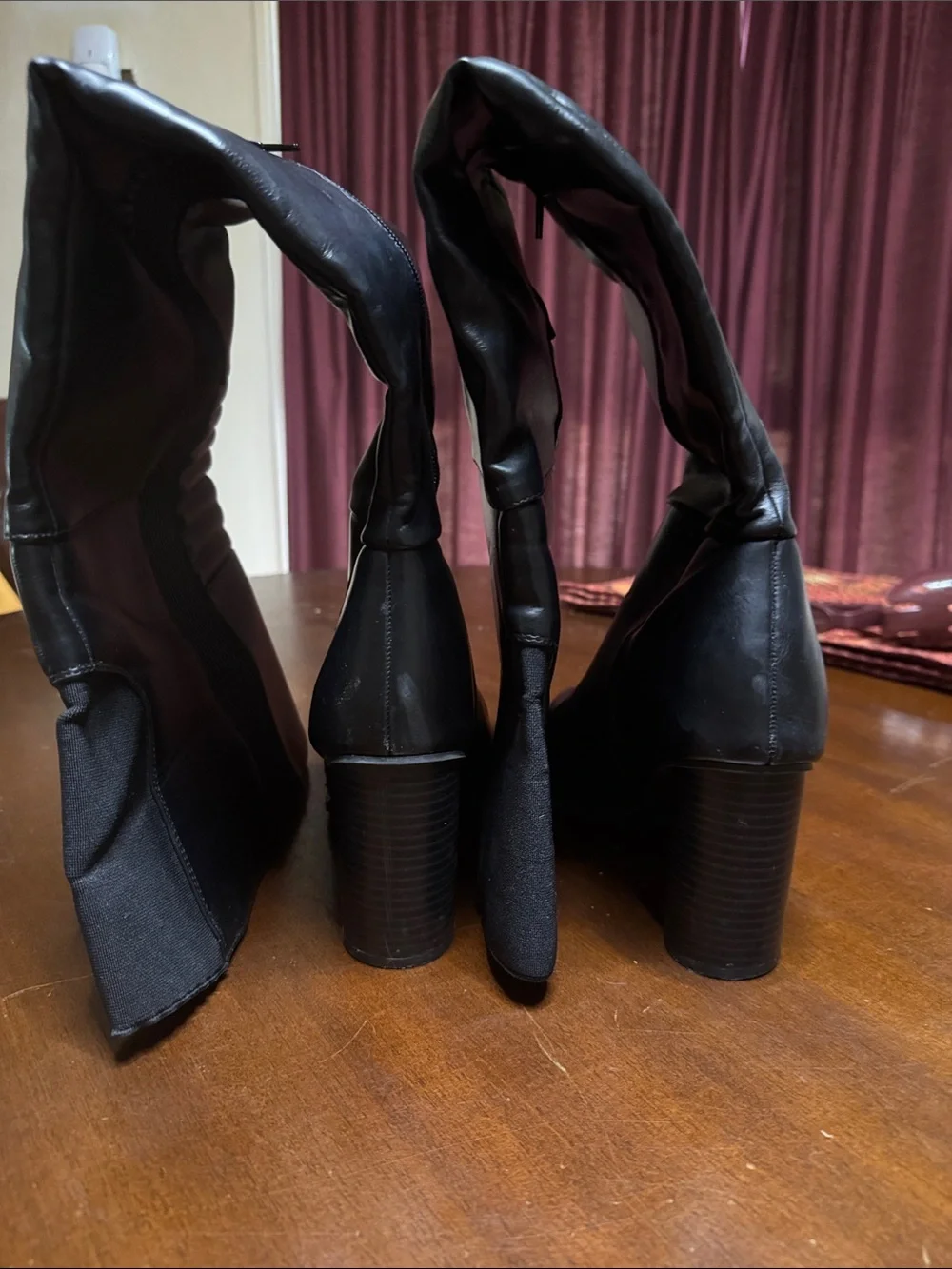 Black Over-the-Knee Stretch Panel Boots